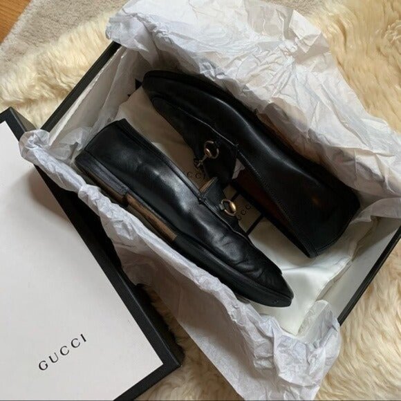 GUCCI Brixton Horsebit Black Leather Foldable Mules Blogger Favorite Loafers 36 - Picture 2 of 14